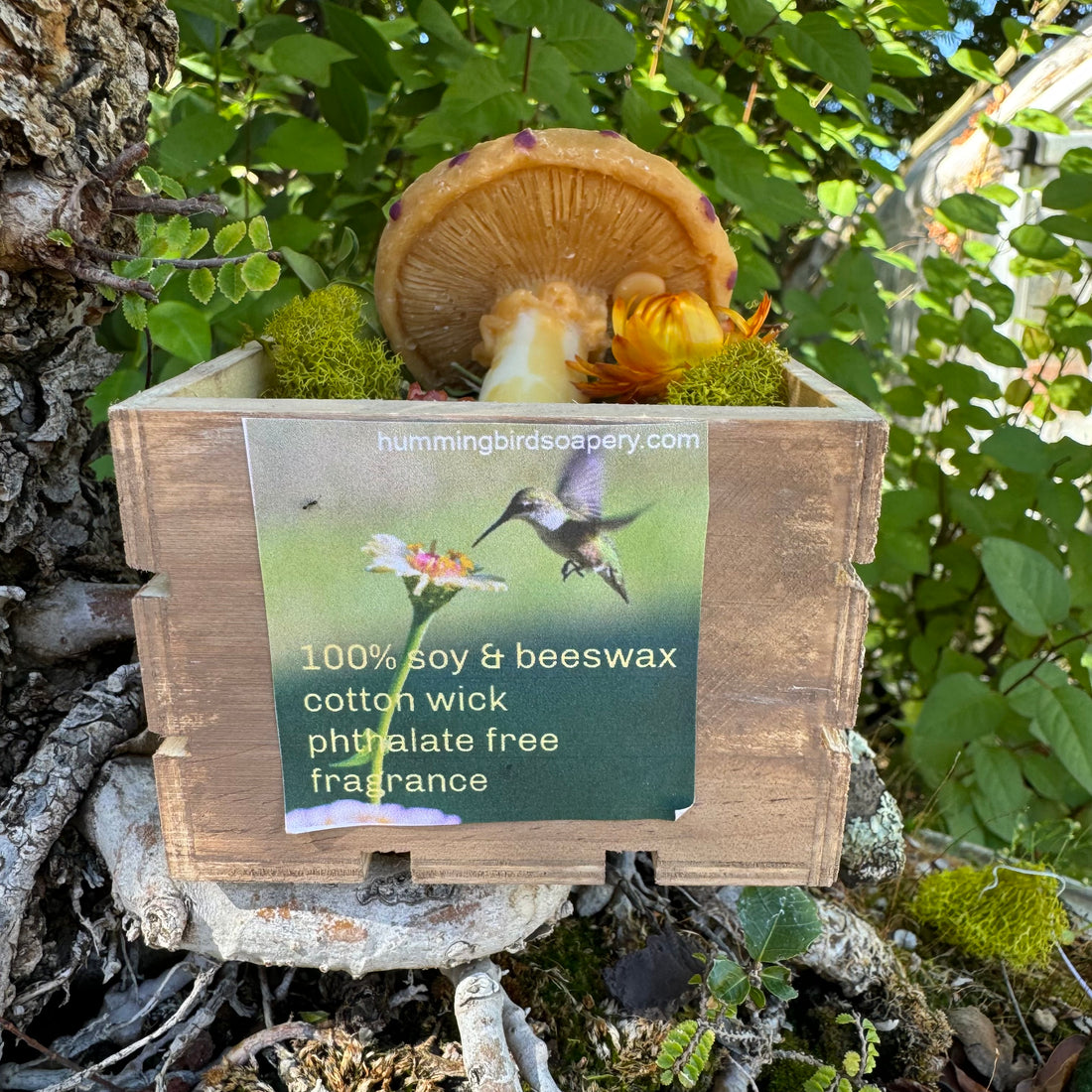 small mushroom candle "sage"