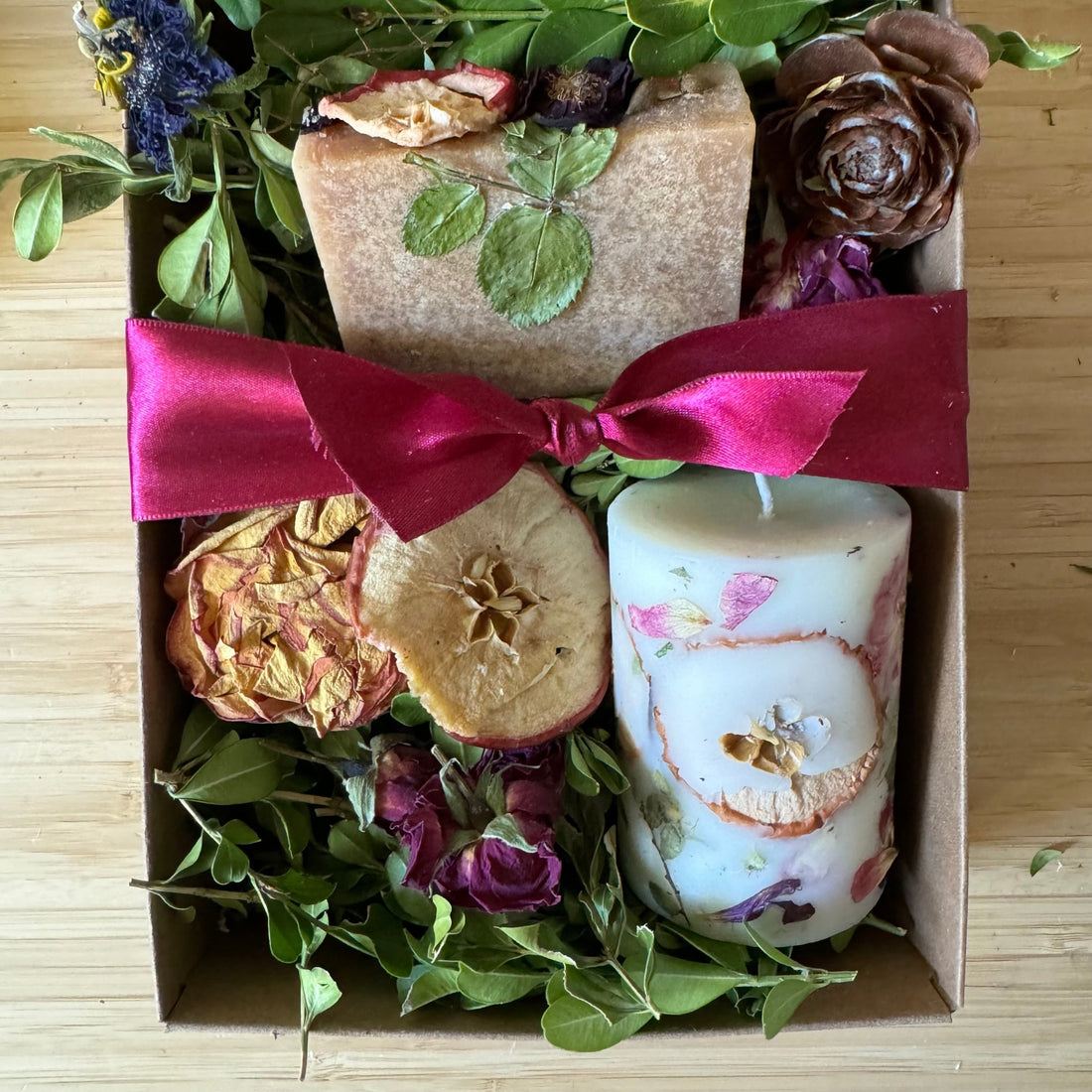 handcrafted all natural soap, beeswax and soy candle, gift box, Hummingbird Soapery