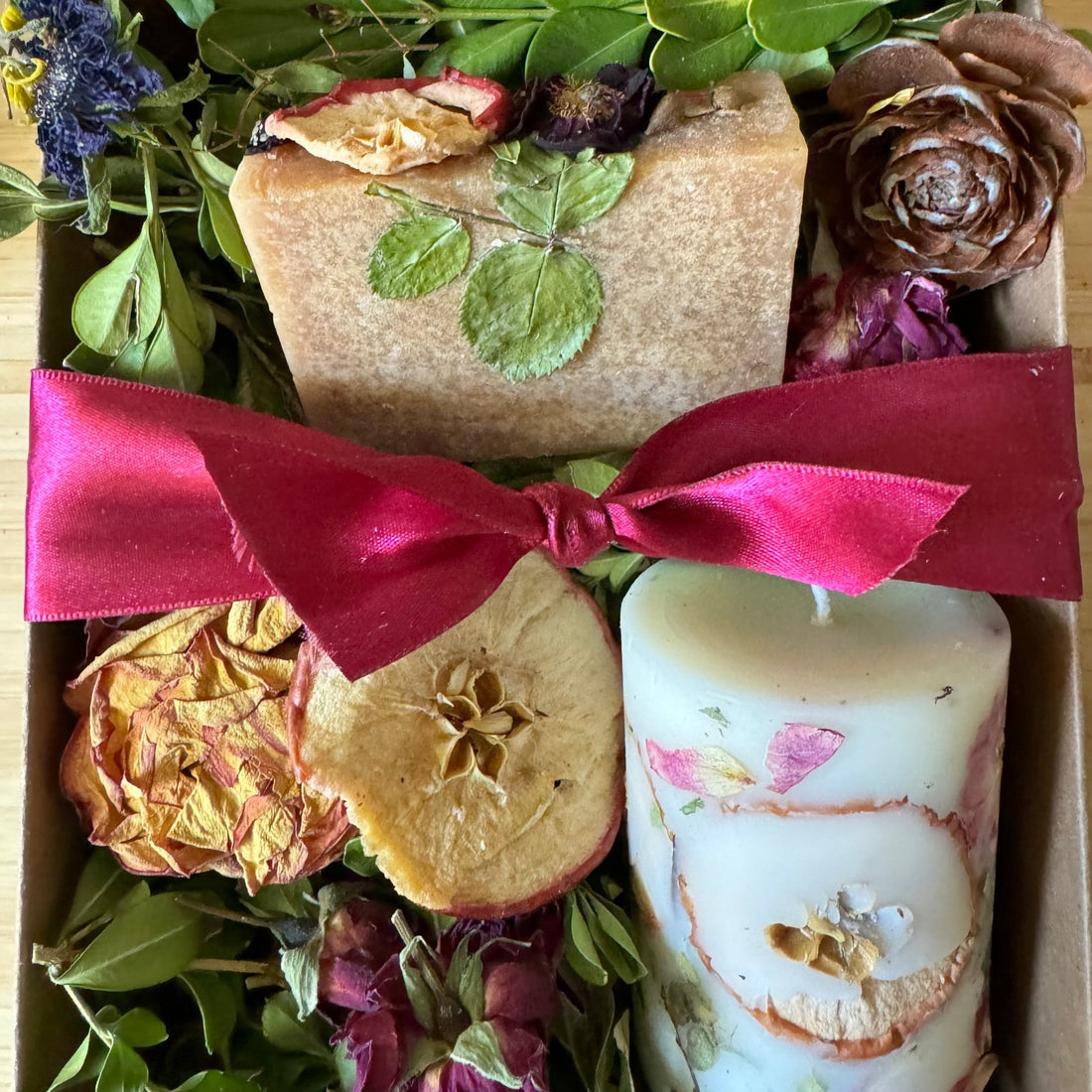 handcrafted soap, apple botanical candle, beeswax and soy candle, Hummingbird Soapery